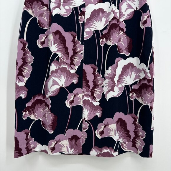 3/$25 Ann Taylor Floral Print‎ Mini Sheath Dress 2 Sleeveless Navy Blue Purple - Picture 8 of 10